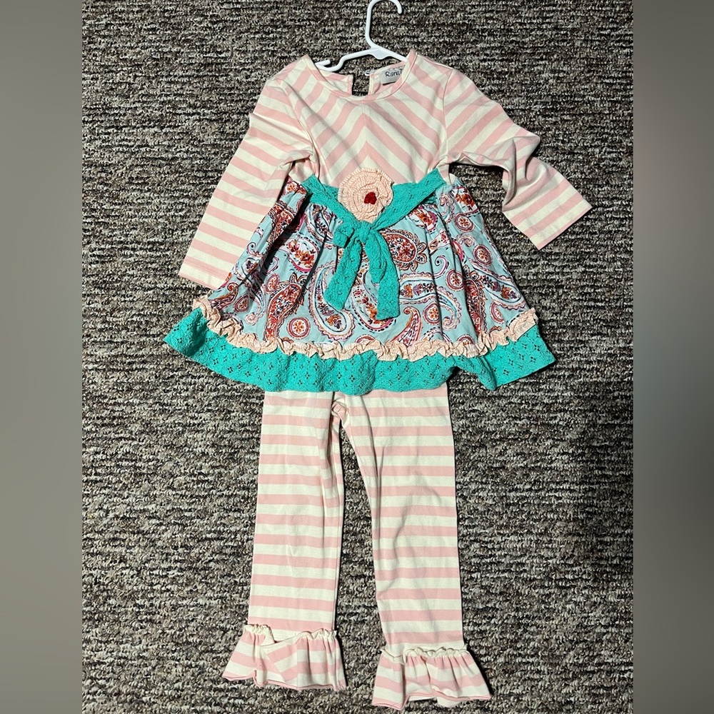 Striped Pink and Blue Paisley Dress Set